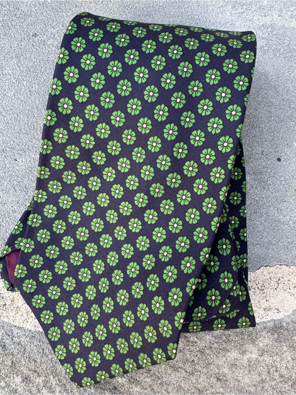 Vintage Silk Tie Navy & Green Floral